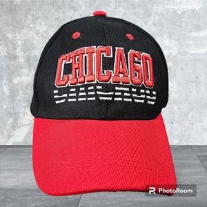 Chicago Double Vision Red Black & White Embroidered Snapback Hat
